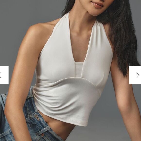 By Anthropologie Tailored Halter Top White L - Picture 6 of 7
